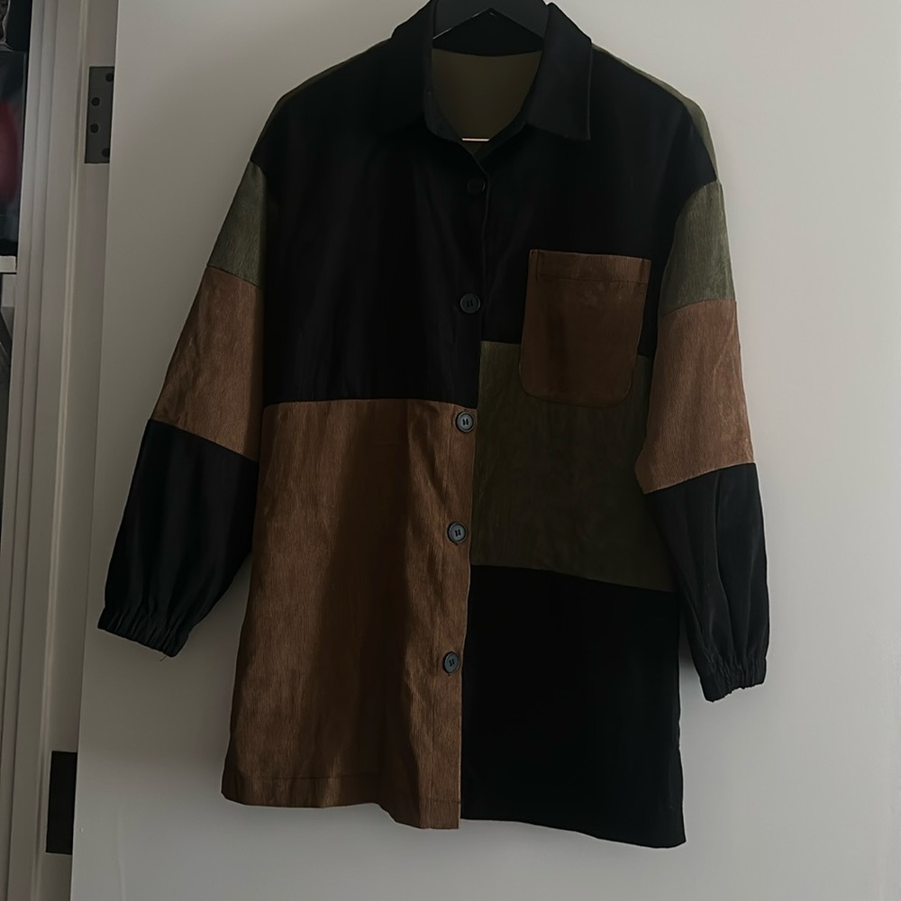 Free People. Colorblock corduroy shirt dress size S